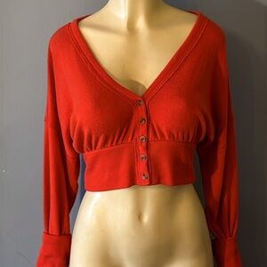 Red Button-Up Women's Sweater